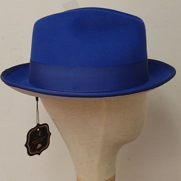 MEN'S MONTIQUE 2 1/4" BRIM 100% WOOL FELT WHITE BOTTOM FEDORA HAT. H79 - Picture 3 of 9